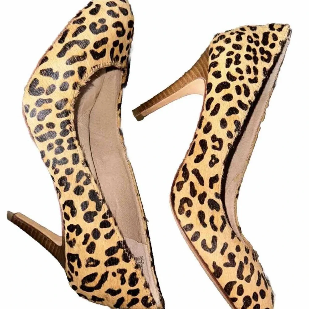 Lands End Leopard Print Heels Fur Comfort Women's  7.5 Animal Print